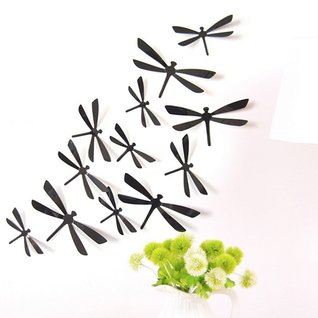 Muursticker 3D libellen zwart Muursticker 3D libellen zwart