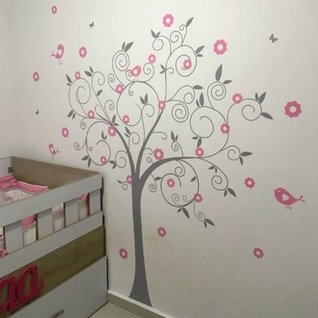 Muursticker boom sierlijk kinderkamer (kies je eigen kleuren)