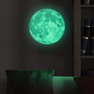 Muursticker glow in the dark maan 30cm babykamer Muursticker glow in the dark maan 30cm babykamer