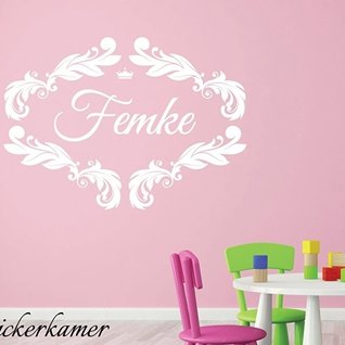 Muursticker ornament met naam kinderkamer