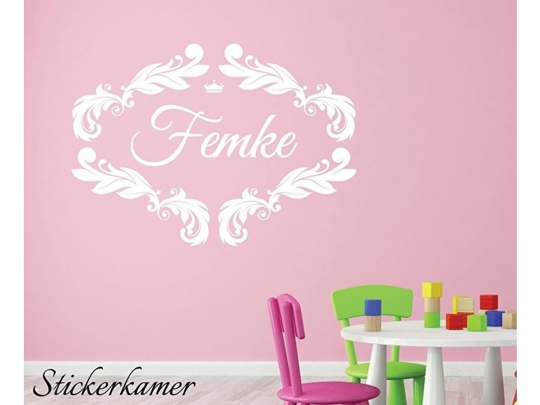 Muursticker ornament met naam kinderkamer