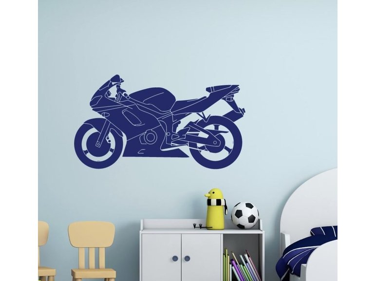 Muursticker motor fiets kinderkamer decoratie jongen