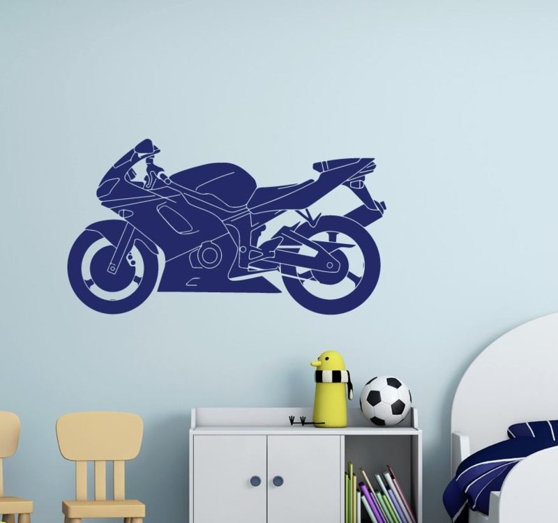 Muursticker motor fiets kinderkamer decoratie jongen