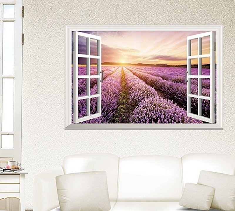 Muursticker lavendel bloemen wanddecoratie