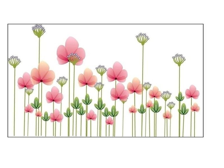 Muursticker bloemen strook roze poppy kinderkamer