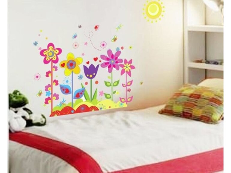 Muursticker bloemen strook kinderkamer