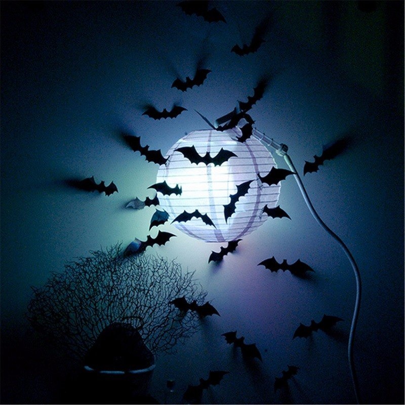 12 stuks 3d vleermuizen voor Halloween (zwart)