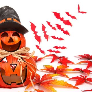 12 stuks 3d vleermuizen voor Halloween (Rood) 12 stuks 3d vleermuizen voor Halloween (Rood)