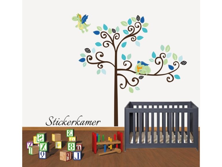 Muursticker boom draak Muursticker boom draak