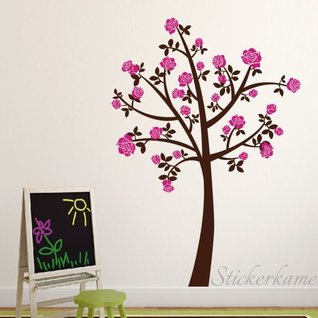 Muursticker boom met bloemen / rozen  babykamer