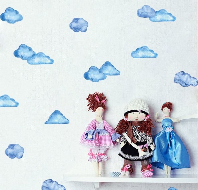 Muursticker wolken patroon mini kinderkamer