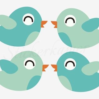 Muursticker vogels - Little bird Turkoois - Mint (4 stuks)