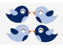 Muursticker vogel babykamer - Little bird Licht blauw - Donker blauw (4 stuks)