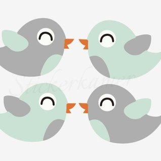 Muursticker vogel kinderkamer - Little bird Mint - Grijs (4 stuks) Muursticker vogel kinderkamer - Little bird Mint - Grijs (4 stuks)