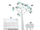 Muursticker boom baby kamer olifant (kleuren aanpasbaar)