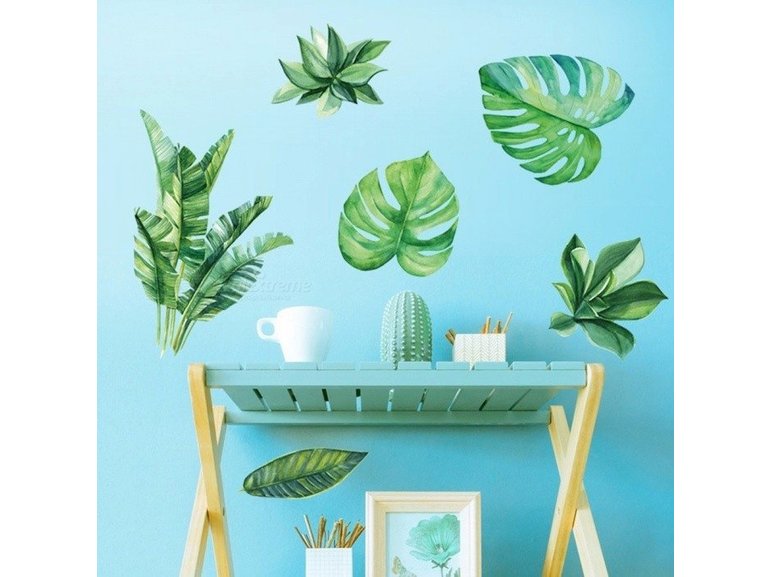 Muursticker palmblad bananenblad groen muurdecoratie planten