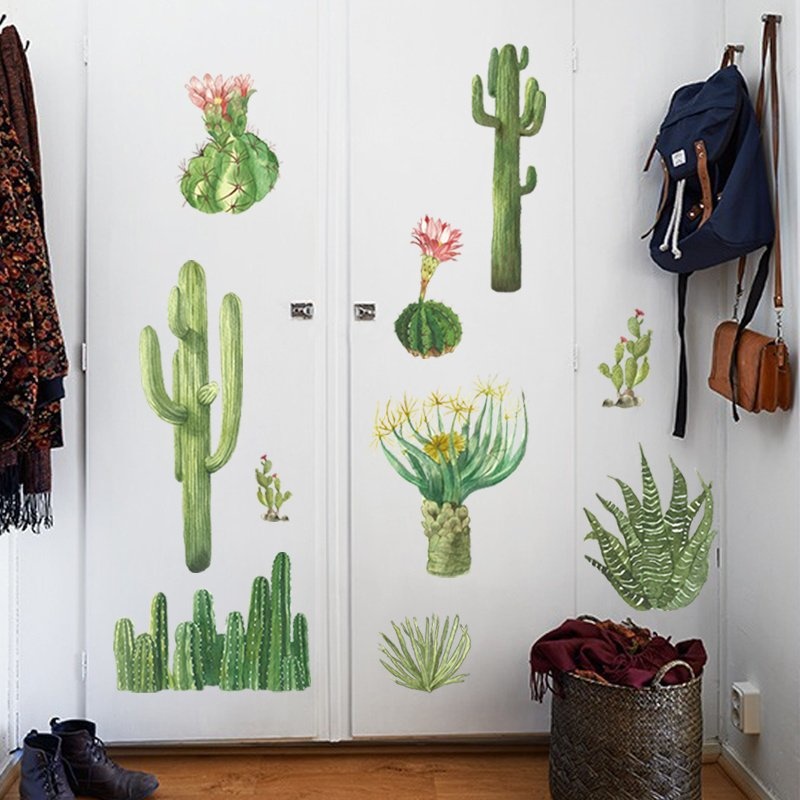 Muursticker cactus plant groen wanddecoratie