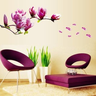 Muursticker magnolia bloem paars XL wanddecoratie Muursticker magnolia bloem paars XL wanddecoratie