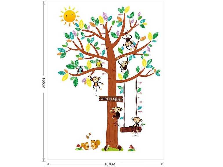 Muursticker boom met aapjes kinderkamer / babykamer