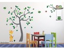 Muursticker boom uiltjes en giraffe babykamer / kinderkamer