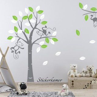 Muursticker boom en apen babykamer / kinderkamer
