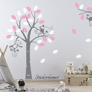 Muursticker boom en apen babykamer / kinderkamer