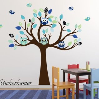 Muursticker boom met uilen en vogels babykamer Muursticker boom met uilen en vogels babykamer