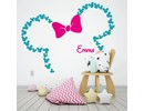 Muursticker Minnie mouse oren print / patroon + naam + strik kinderkamer