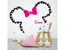 Muursticker Minnie mouse oren print / patroon + naam + strik kinderkamer