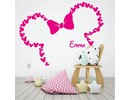 Muursticker Minnie mouse oren print / patroon + naam + strik kinderkamer