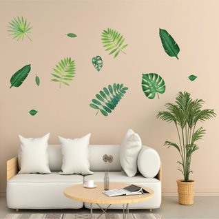 Muursticker tropisch palmblad groen blaadjes 31-delig Muursticker tropisch palmblad groen blaadjes 31-delig