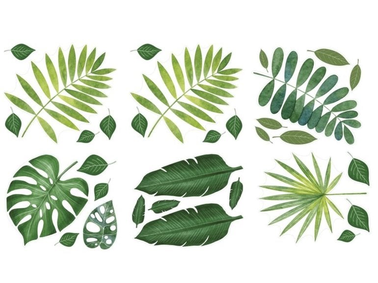 Muursticker tropisch palmblad groen blaadjes 31-delig