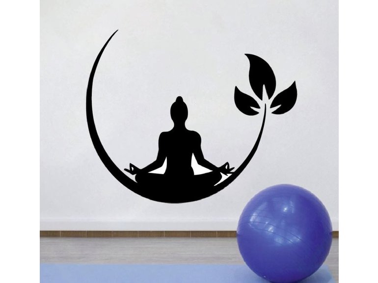 Muursticker yoga meditatie decoratie sticker bloem