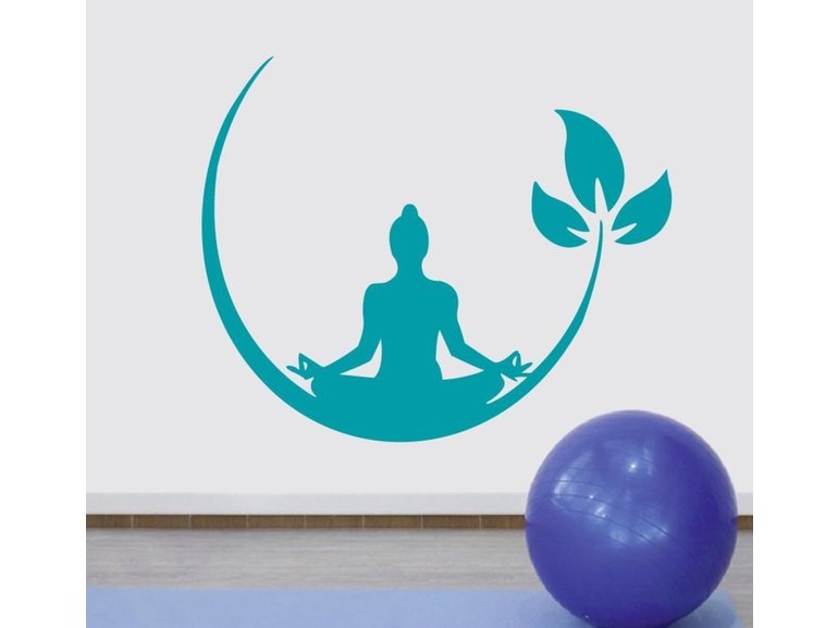 Muursticker yoga meditatie decoratie sticker bloem