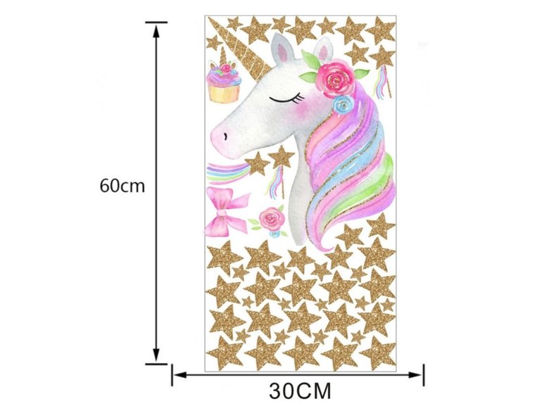 Muursticker unicorn - eenhoorn en sterren meisjeskamer / babykamer