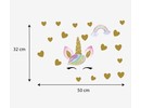 Muursticker unicorn - eenhoorn oogjes en hartjes meisjeskamer / babykamer