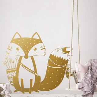 Muursticker indianen vos nordic stijl kinderkamer