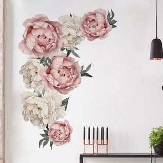 Verouderd vervolging weerstand Muursticker pioenroos bloemen roze en wit slaapkamer kopen? Bestel online  bij Stickerkamer - Stickerkamer