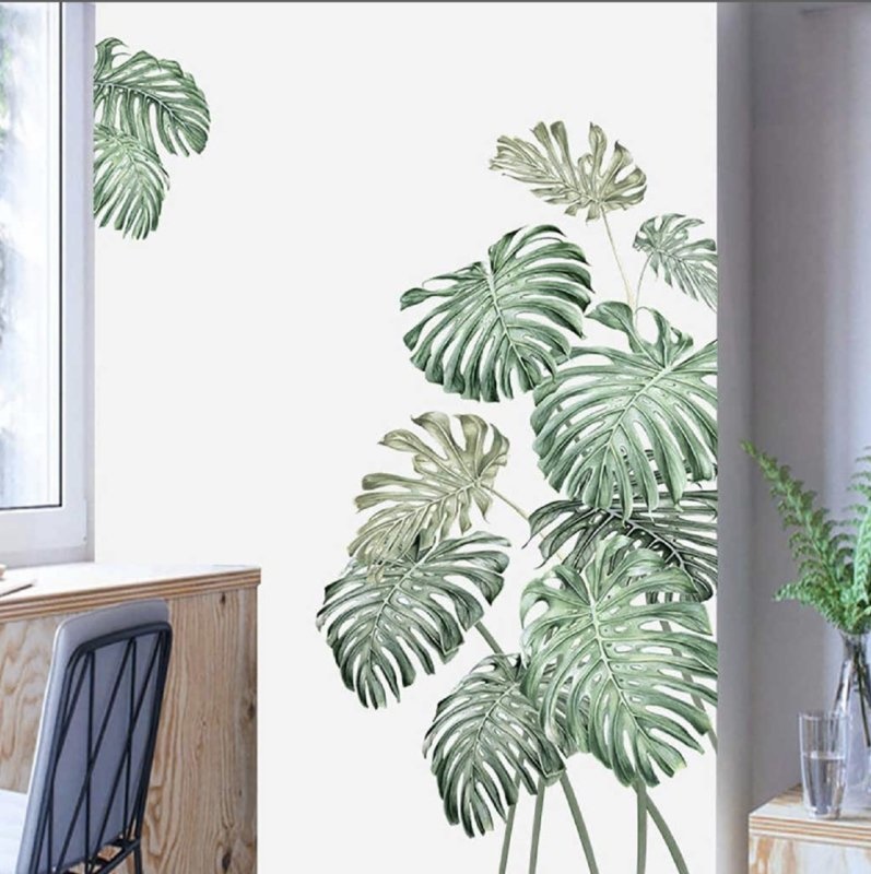 Muursticker jungle decoratieve palmbladen groen botanisch