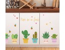 Muursticker happy cactus plant groen met gezichtjes babykamer - kinderkamer