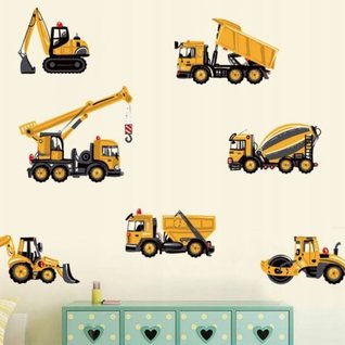 Muursticker auto's - wegenbouw kiepauto bouw voertuigen - wanddecoratie - kinderkamer - jongen Muursticker auto's - wegenbouw kiepauto bouw voertuigen - wanddecoratie - kinderkamer - jongen