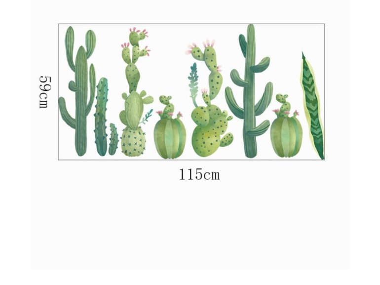 Muursticker cactus plant groen strook / plint