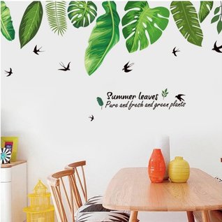 Muursticker decoratieve groene palmbladen en zwaluwen decoratie stickers Muursticker decoratieve groene palmbladen en zwaluwen decoratie stickers