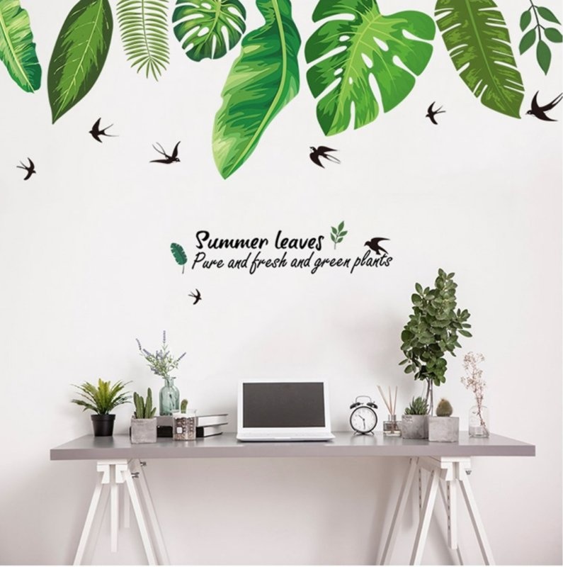 Muursticker decoratieve groene palmbladen zwaluwen decoratie stickers kopen? Bestel online bij Stickerkamer - Stickerkamer