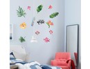 Muursticker decoratieve bloemen palmbladeren groen