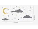 Muursticker maan, wolken en sterren kinderkamer / babykamer XL