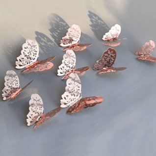 12 stuks rosé gouden 3d vlinders muurdecoratie 12 stuks rosé gouden 3d vlinders muurdecoratie