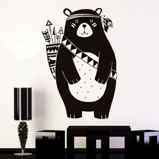 Muursticker indianen beer + vos nordic stijl kinderkamer