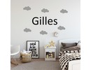 Naamsticker met wolken kinderkamer XL