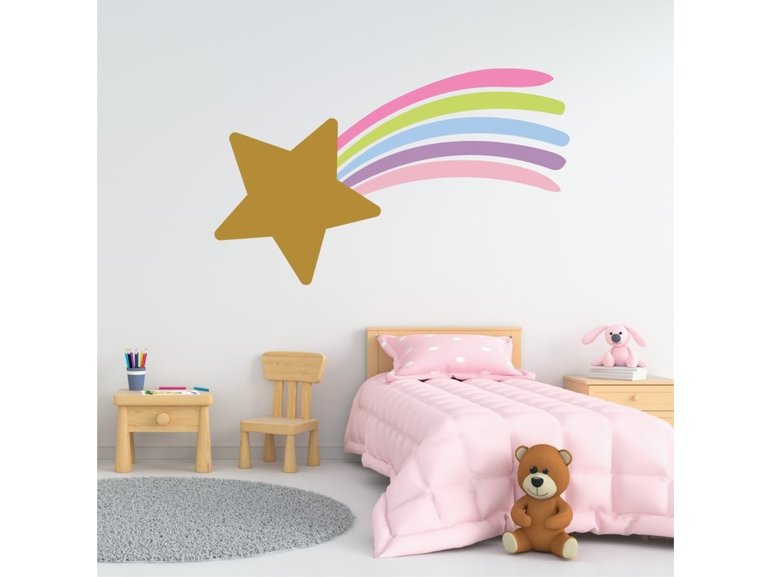 Muursticker vallende ster unicorn stijl kinderkamer meisjes